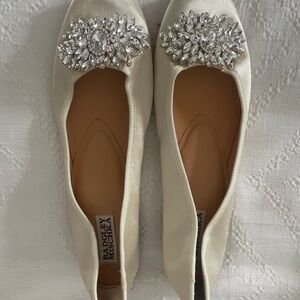 Badgley Mischka Ivory Flats with Sparkling Embellishments